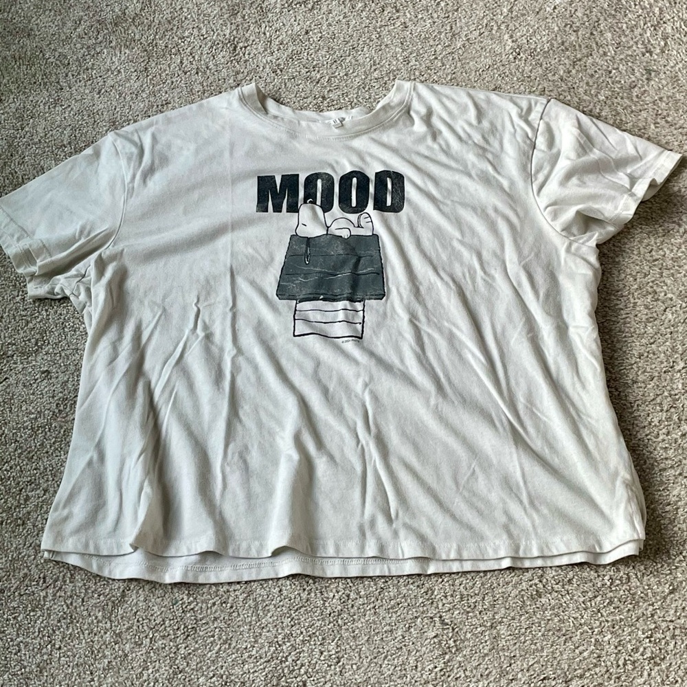 Maurices White Snoopy MOOD Graphic Short Sleeve Tee
